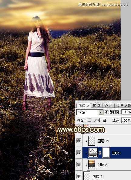 ps給外景歐美人像添加夕陽(yáng)美景效果