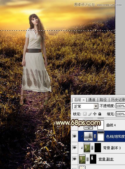 ps給外景歐美人像添加夕陽(yáng)美景效果