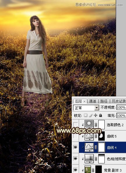 ps給外景歐美人像添加夕陽(yáng)美景效果
