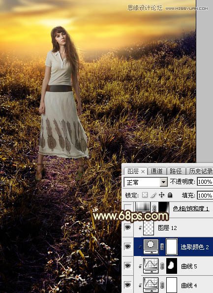 ps給外景歐美人像添加夕陽(yáng)美景效果