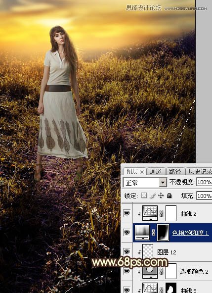 ps給外景歐美人像添加夕陽(yáng)美景效果