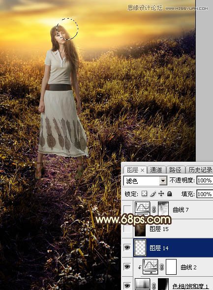 ps給外景歐美人像添加夕陽(yáng)美景效果