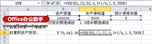 excel累計折舊函數(shù) Excel 2010使用VDB()函數(shù)計算累計折舊