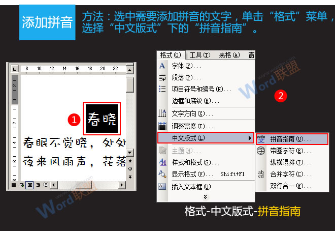 Word標(biāo)注拼音 詳解Word2003如何添加拼音標(biāo)注