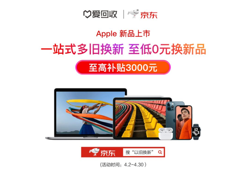 蘋(píng)果聯(lián)合京東和愛(ài)回收推出“一站式多件換新”至高補(bǔ)貼3000元