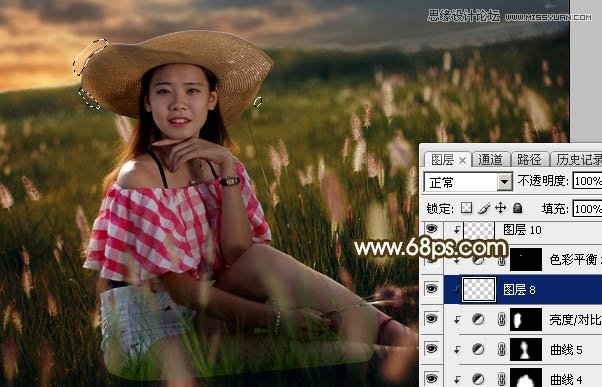 用PS軟件為草叢人像添加唯美的落日美景