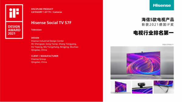 “工業(yè)設(shè)計(jì)界奧斯卡”揭曉，海信電視斬獲5項(xiàng)大獎(jiǎng)