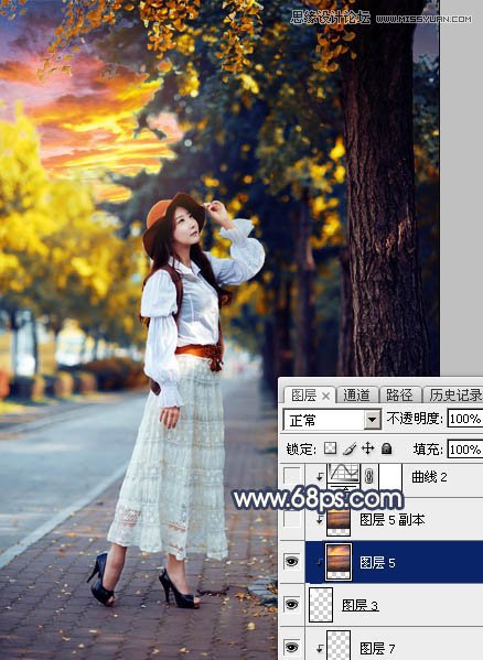 ps給外景人像添加金黃色夕陽效果