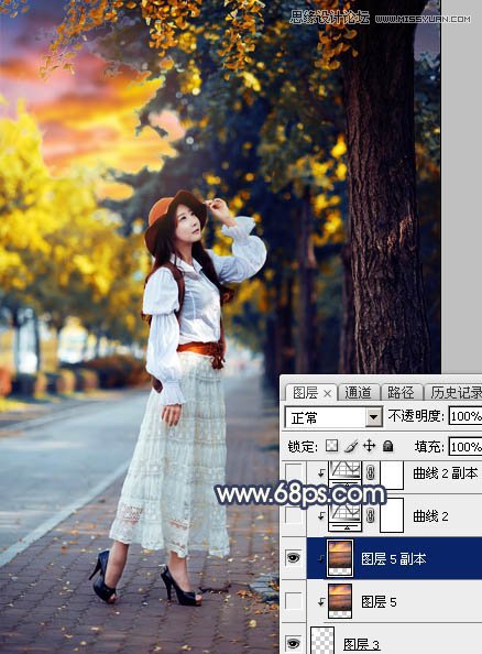 ps給外景人像添加金黃色夕陽效果
