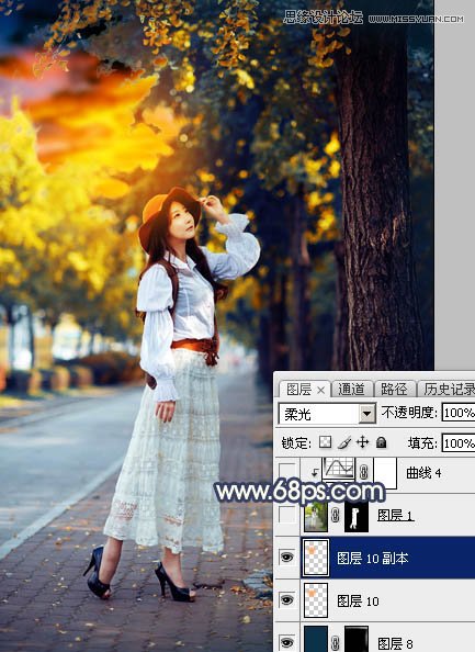 ps給外景人像添加金黃色夕陽效果