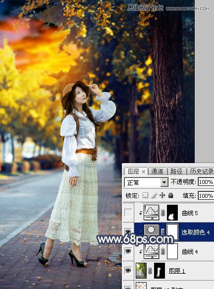 ps給外景人像添加金黃色夕陽效果