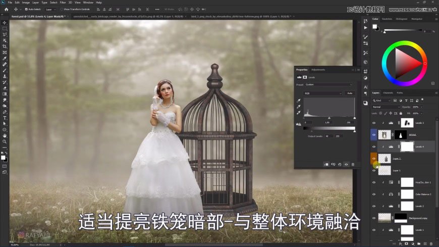 PS創(chuàng)意合成森林中的新娘和鳥籠