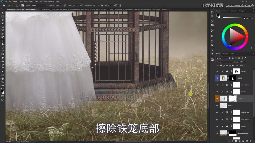 PS創(chuàng)意合成森林中的新娘和鳥籠
