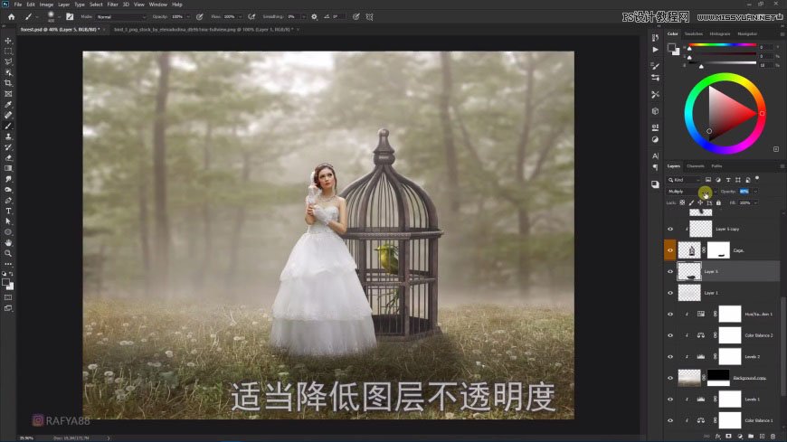 PS創(chuàng)意合成森林中的新娘和鳥籠
