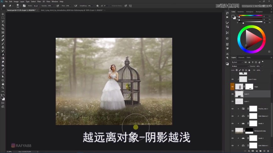 PS創(chuàng)意合成森林中的新娘和鳥籠