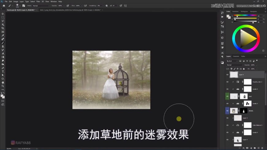 PS創(chuàng)意合成森林中的新娘和鳥籠