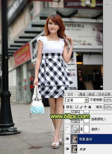PS給街道美女添加復(fù)古逆光效果