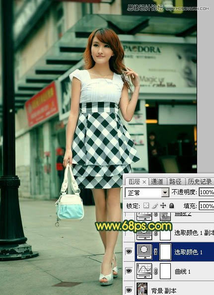 PS給街道美女添加復(fù)古逆光效果
