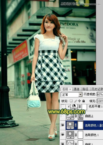 PS給街道美女添加復(fù)古逆光效果