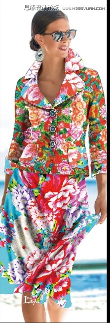 PS給模特照片穿上中國風東北花棉襖