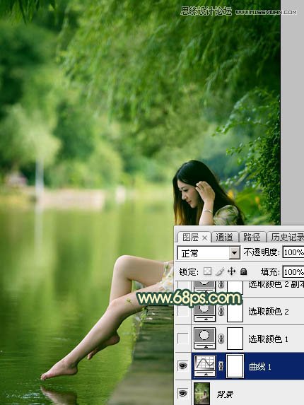 PS調(diào)出水塘邊女孩暗角LOMO效果