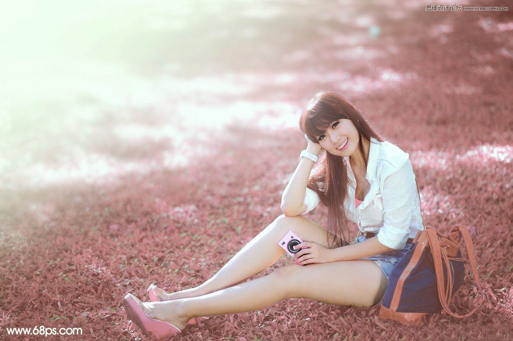PS調(diào)出草地女孩唯美的粉色效果