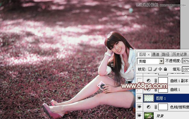 PS調(diào)出草地女孩唯美的粉色效果