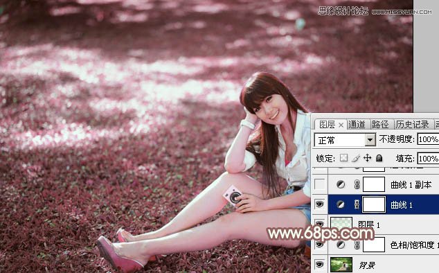 PS調(diào)出草地女孩唯美的粉色效果