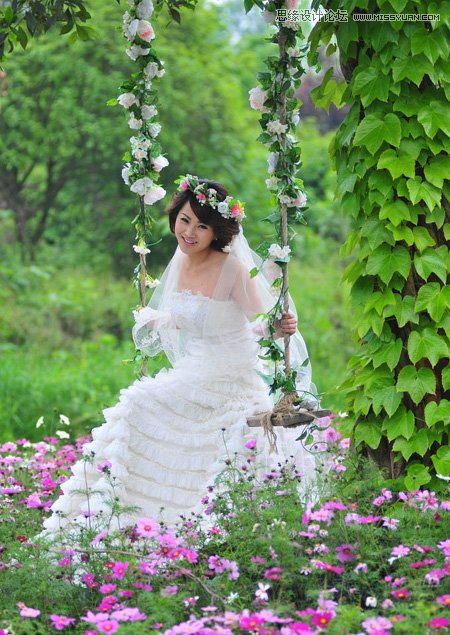 PS調(diào)出美女婚紗照片唯美紫色效果