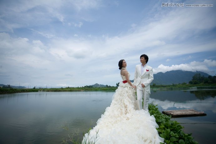 PS調(diào)出湖邊婚片照片唯美清新效果