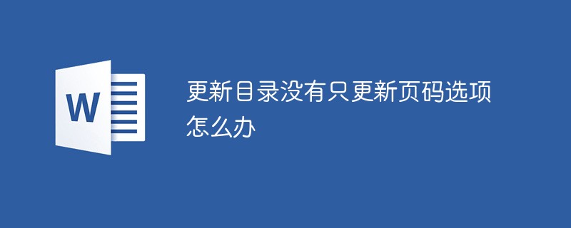更新目錄沒(méi)有只更新頁(yè)碼選項(xiàng)怎么辦