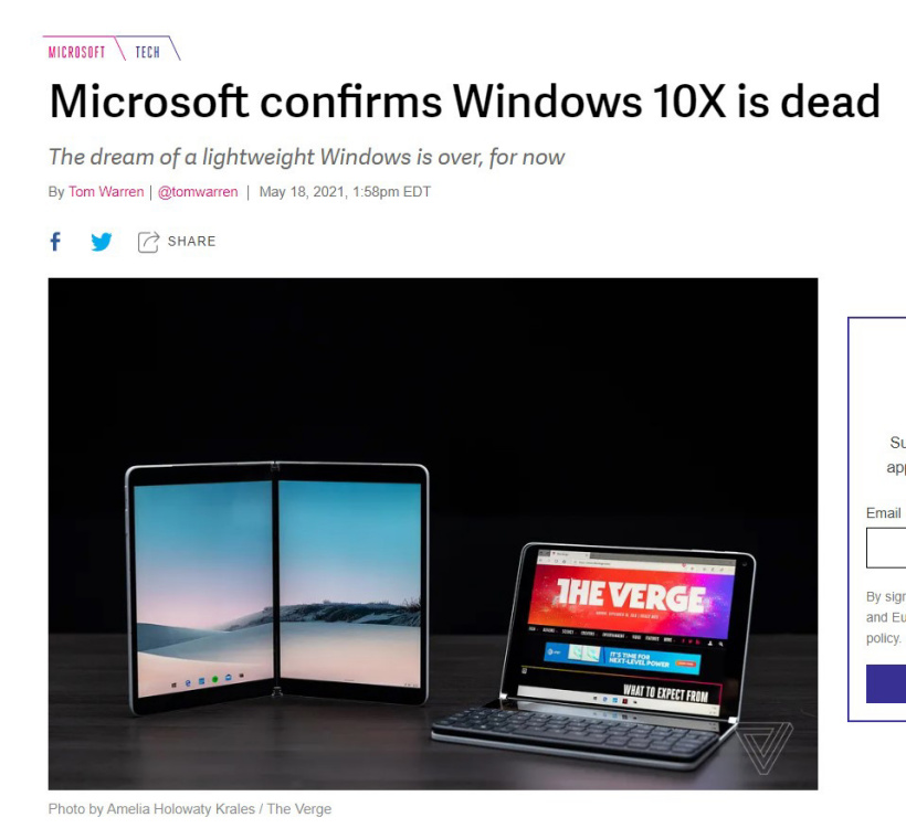 微軟官宣:Win10X 系統(tǒng)已死