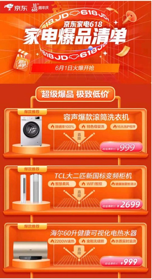 開門紅來了！京東618家電爆品清單打造瘋狂2小時