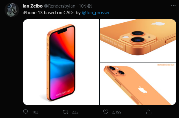 蘋(píng)果 iPhone 13 新渲染出爐：新配色、小劉海、后置鏡頭對(duì)角排列