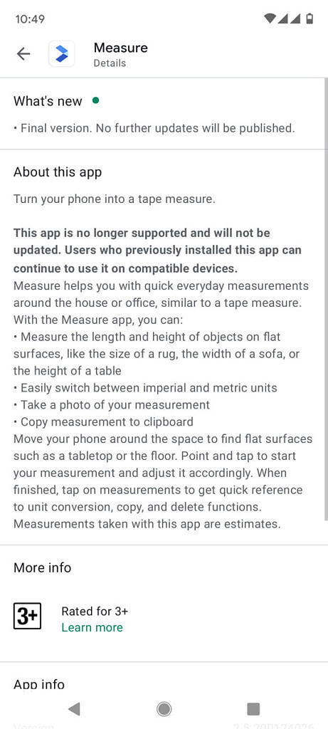 谷歌宣布砍掉官方 AR 測量 App Measure