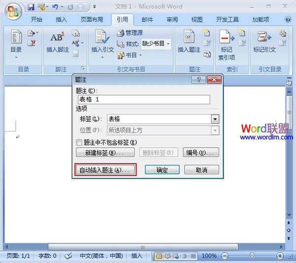 表格題注怎么設(shè)置 教你給Word2007表格插入題注