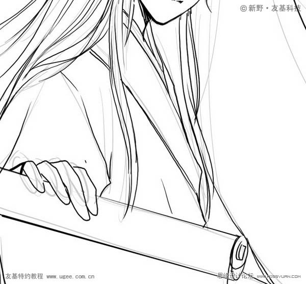 PS鼠繪精細的黑白古典人物插畫