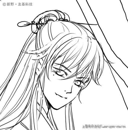 PS鼠繪精細的黑白古典人物插畫