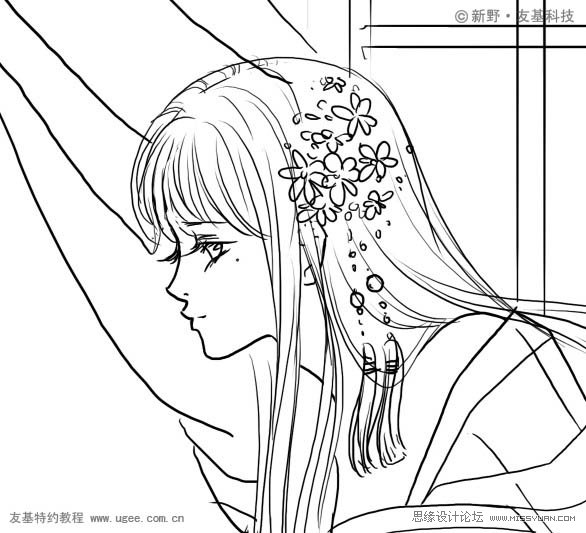 PS鼠繪精細的黑白古典人物插畫