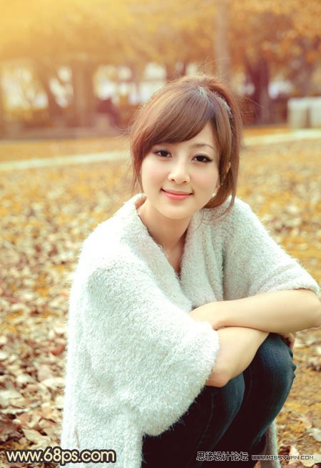 PS調(diào)出公園美女柔美黃色調(diào)