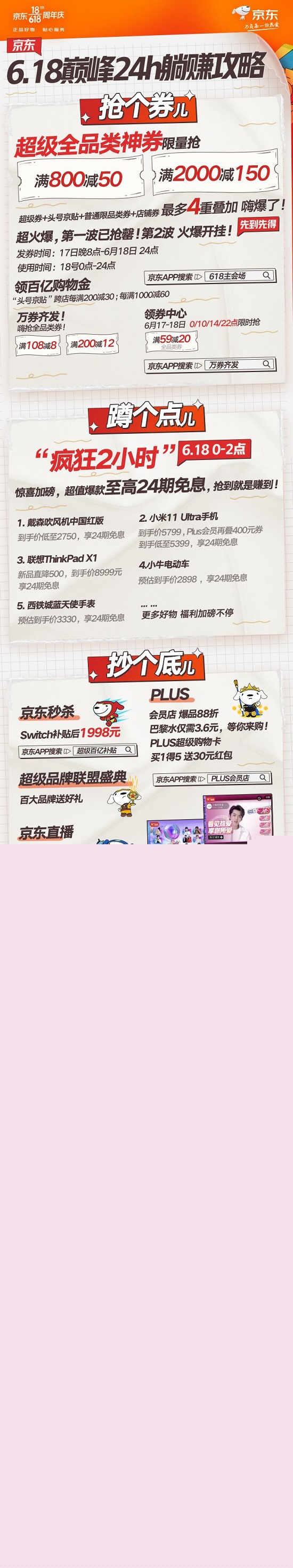 京東618最高潮開(kāi)啟：超級(jí)全品類(lèi)券、至高24期免息、PLUS會(huì)員店盡情抄底！