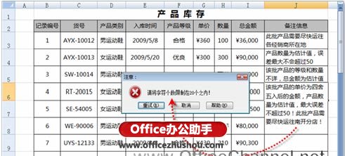 excel單元格字符限制 限制Excel單元格中允許輸入的字符個數(shù)的方法