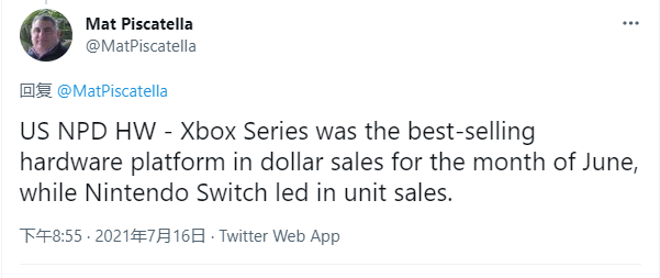 NPD 美國 6 月游戲報(bào)告出爐:Xbox Series 位居主機(jī)銷售額榜第一
