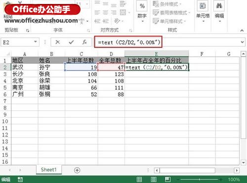 使用text函數(shù)實現(xiàn)Excel2013單元格內(nèi)容轉(zhuǎn)為百分比形式