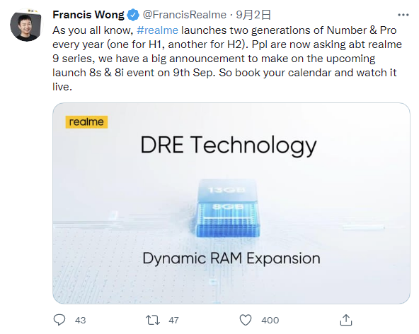 realme 9 系列即將到來(lái)：realme Pad、8s、8i 將于下周四正式發(fā)布