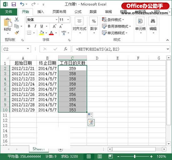 excel日期計算工作日 使用NETWORKDAYS函數(shù)計算兩個日期之間工作日的天數(shù)