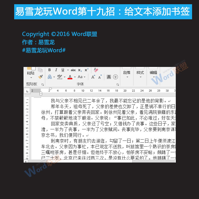 word添加書簽 給文本添加書簽：易雪龍玩Word第十九招