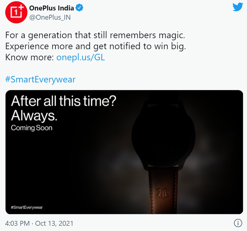 一加官方預(yù)熱:將推出哈利波特聯(lián)名版 OnePlus Watch