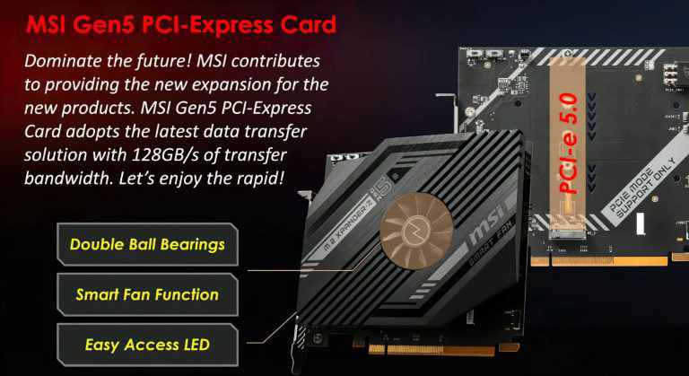 微星展示業(yè)界首個 PCIe Gen5 轉換卡：主動散熱，為下一代 M.2 SSD 設計