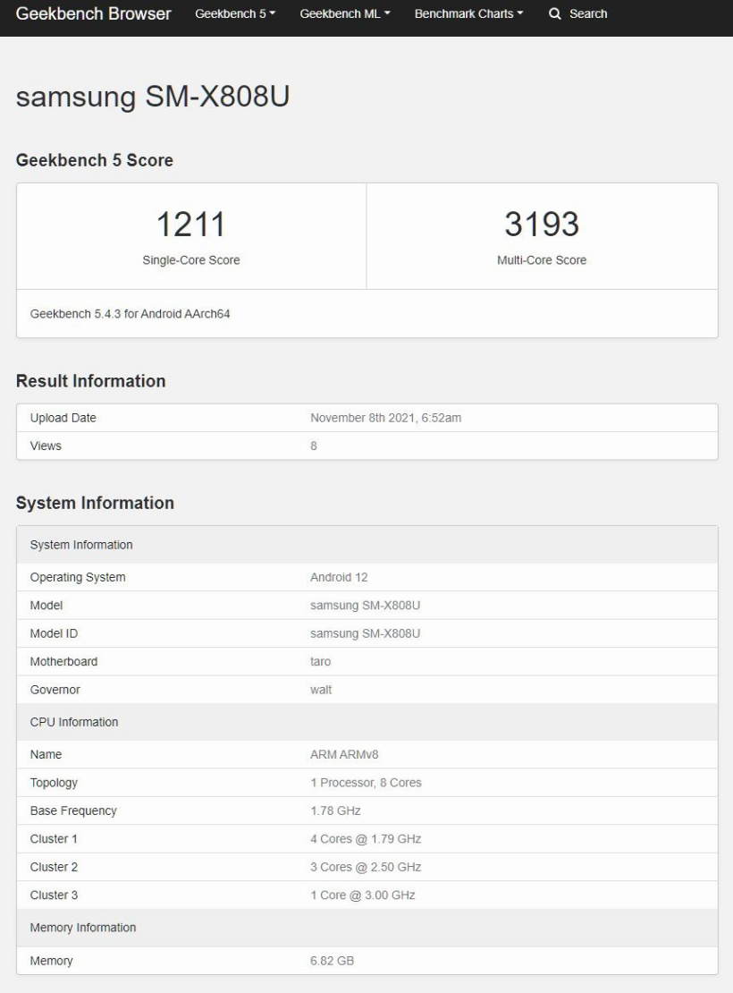 三星 Galaxy Tab S8+ 現(xiàn)身 Geekbench，或搭載驍龍“898”